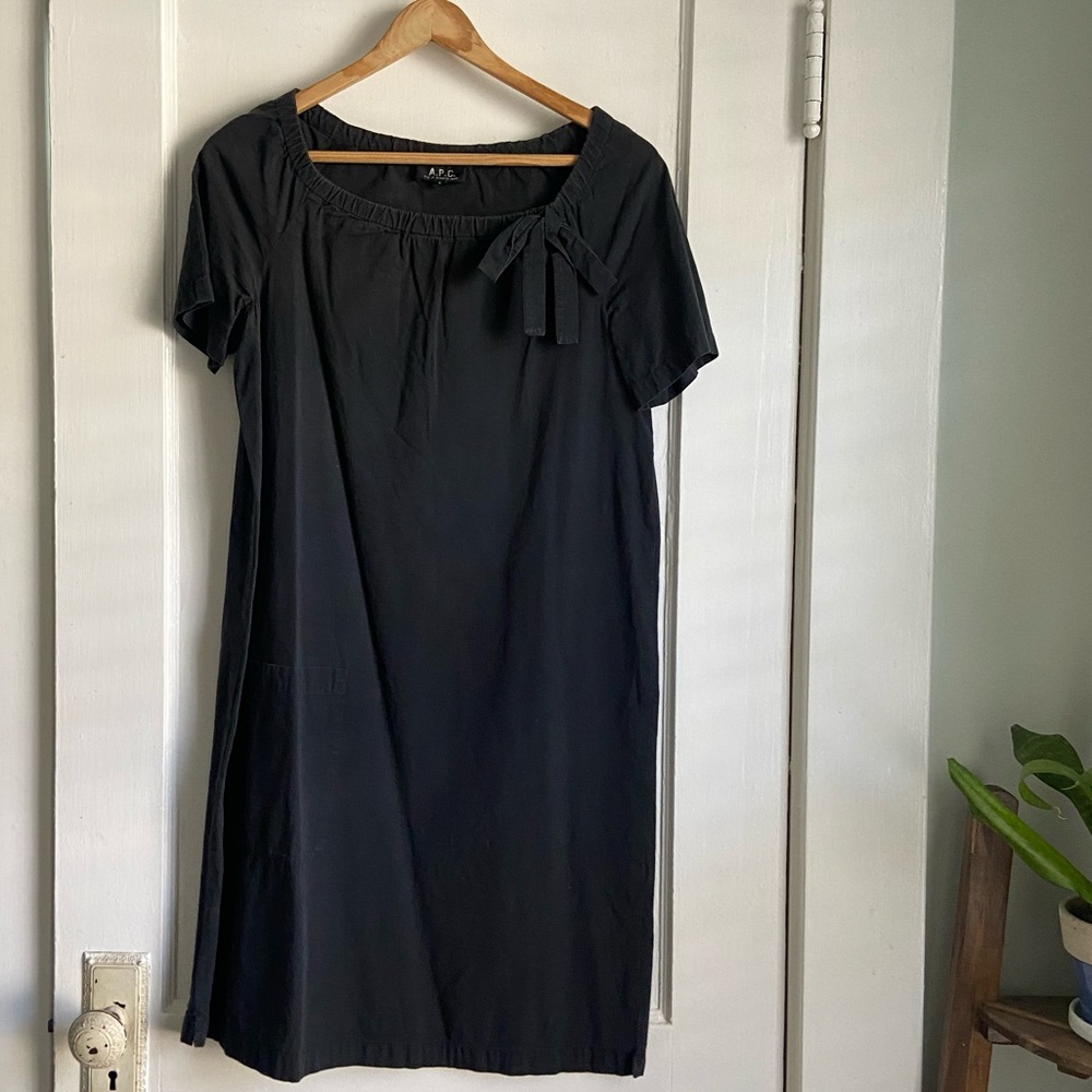 A.P.C. Black Cotton Dress with Tie